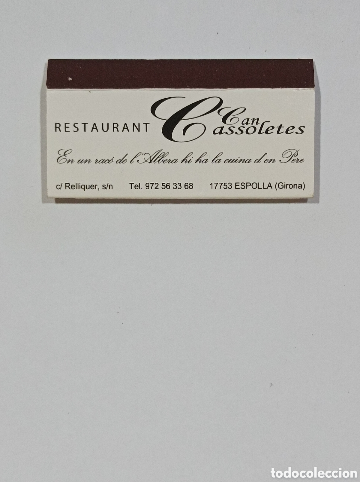 Antig&uuml;edades: CAN CASSOLETES RESTAURANT. ESPOLLA. CAJITA ANTIGUA PUBLICIDAD. VAC&Iacute;A.