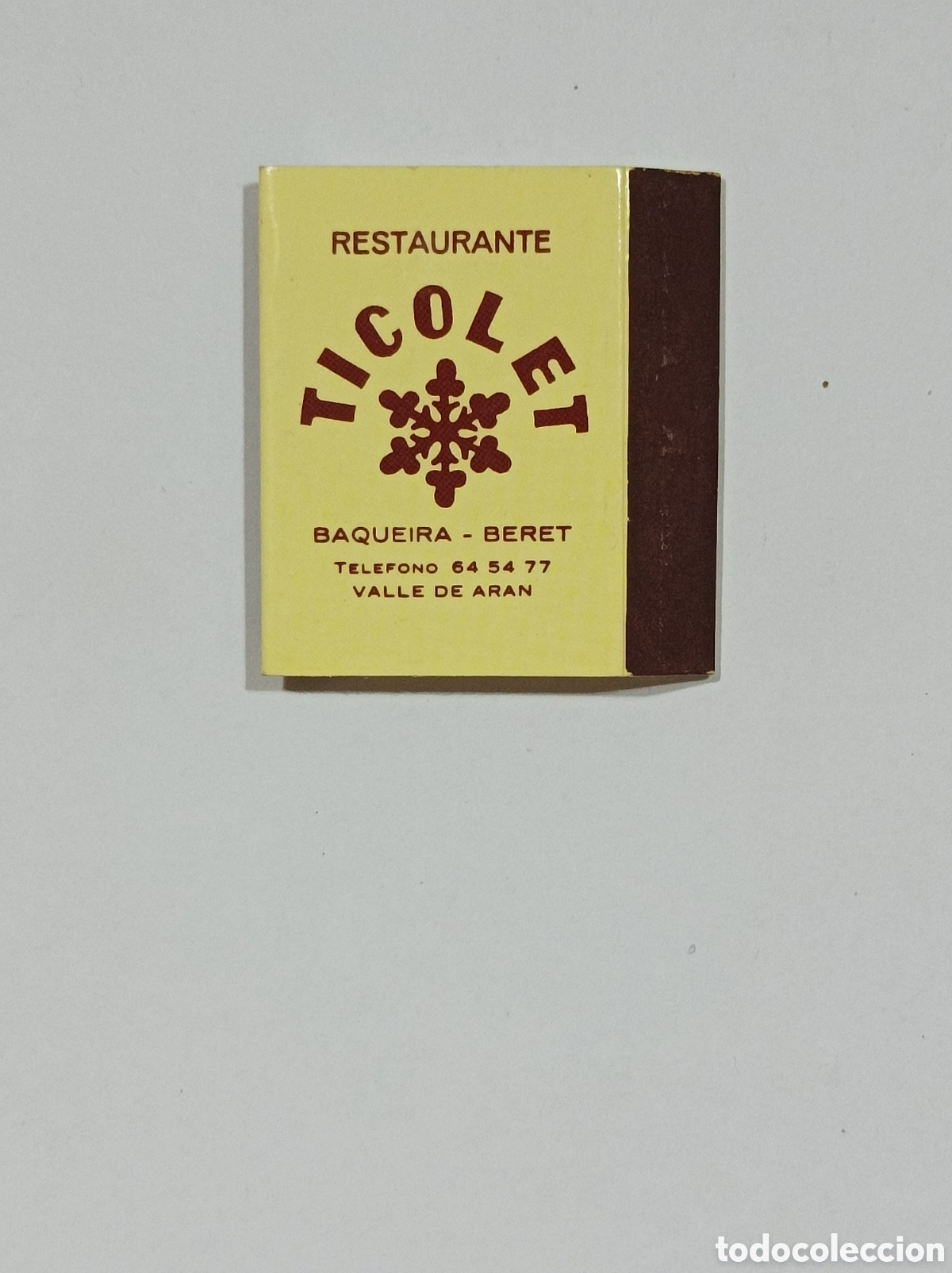 Oggetti Antichi: TICOLET RESTAURANTE. BAQUEIRA BERET. CAJITA PUBLICIDAD ANTIGUA. VAC&Iacute;A.