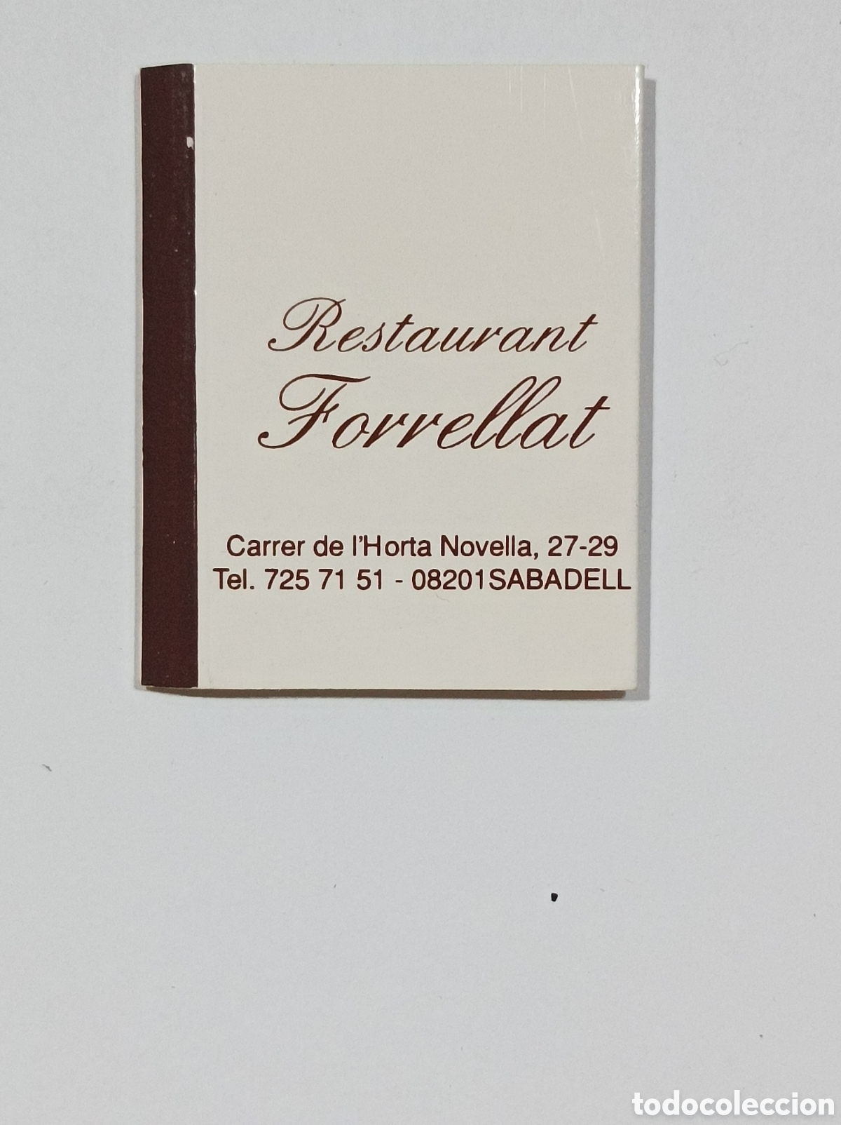 Antiguidades: RESTAURANT TORRELLAT. SABADELL. CAJITA PUBLICIDAD ANTIGUA. VAC&Iacute;A.