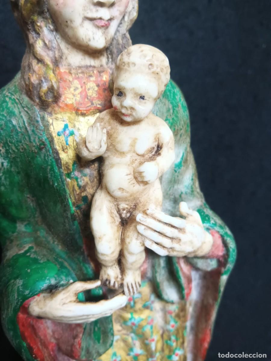 Antig&uuml;edades: VIRGEN CON NI&Ntilde;O MADERA Y HUESO - Foto 2