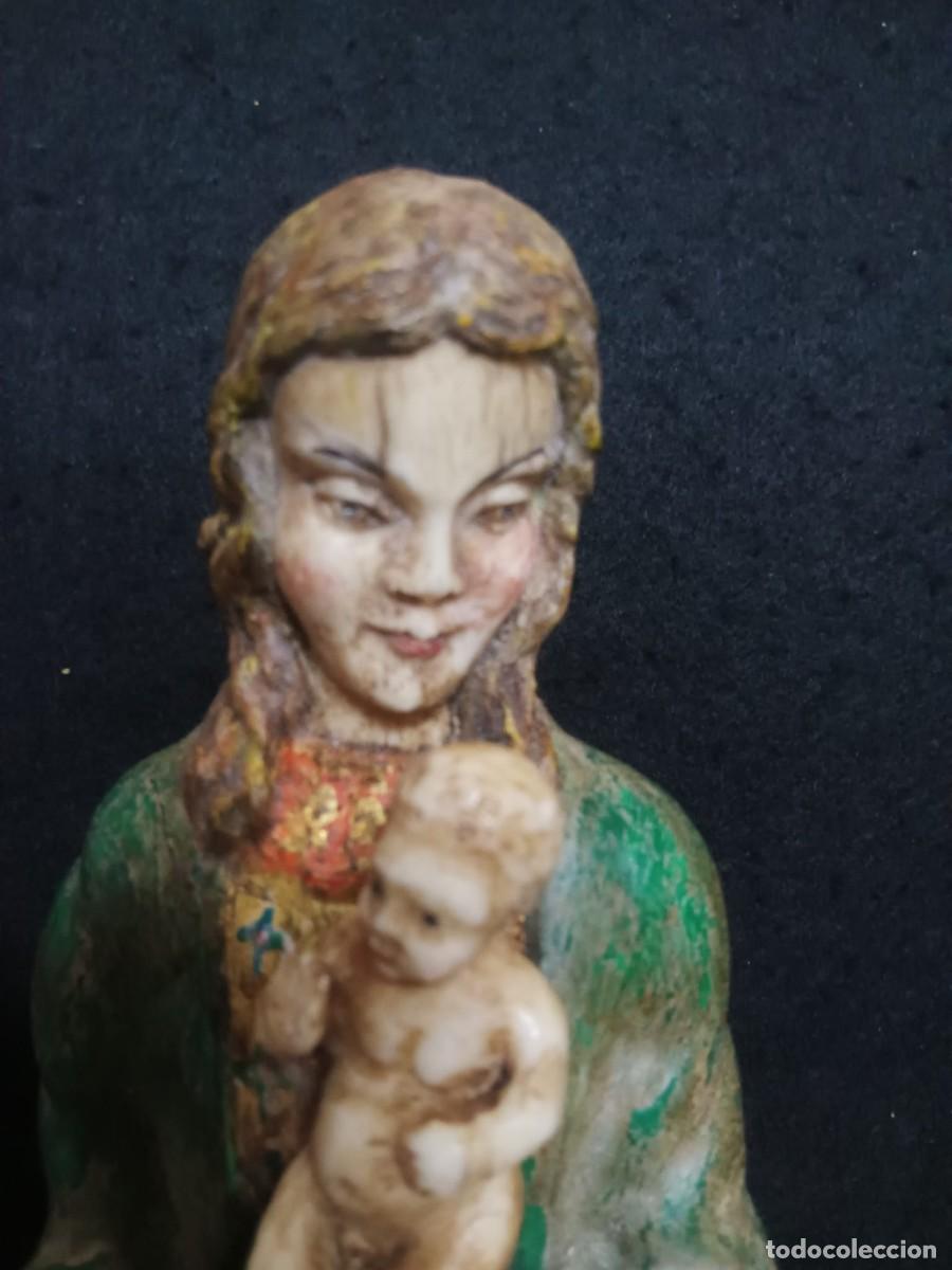 Antig&uuml;edades: VIRGEN CON NI&Ntilde;O MADERA Y HUESO - Foto 3