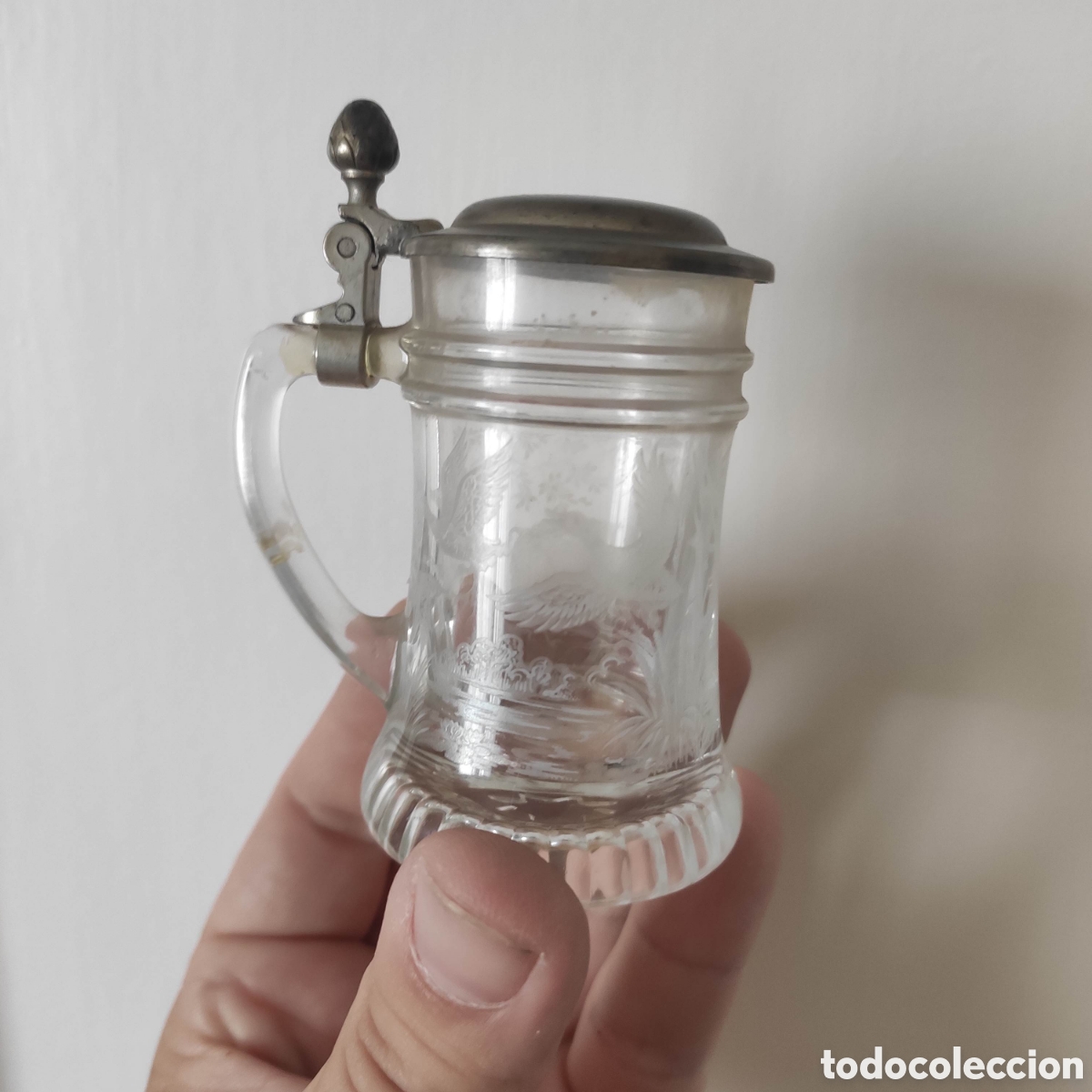 Antig&uuml;edades: SCHNAPSKR&Uuml;GERL VASO TALLADO CON TAPA - Foto 1