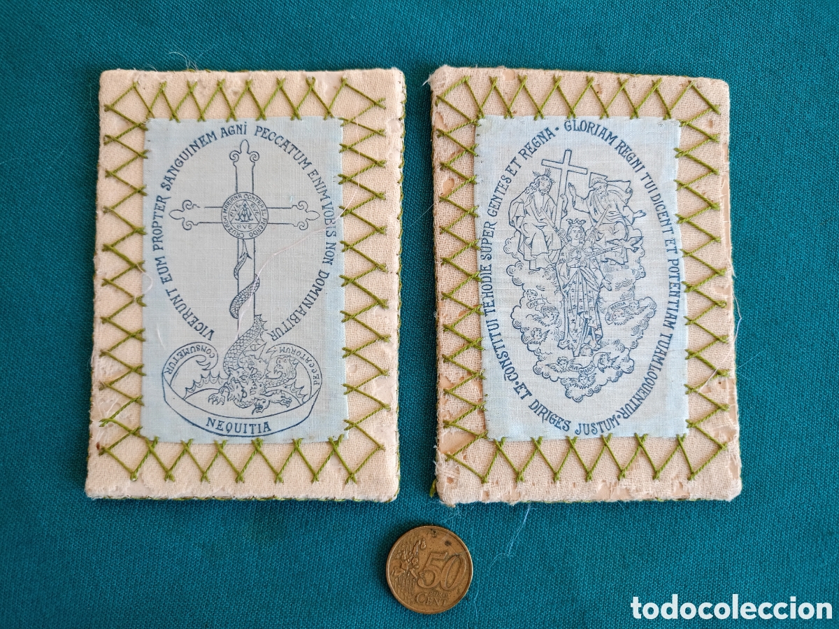 Antig&uuml;edades: ANTIGUO ESCAPULARIO BORDADO NEQUITIA - Foto 1