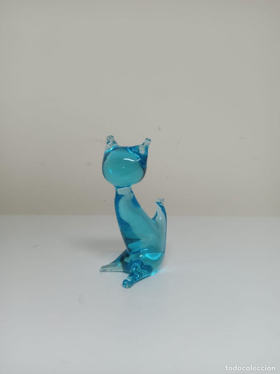 Antig&uuml;edades: GATO CRISTAL DE MURANO AZUL - Foto 1