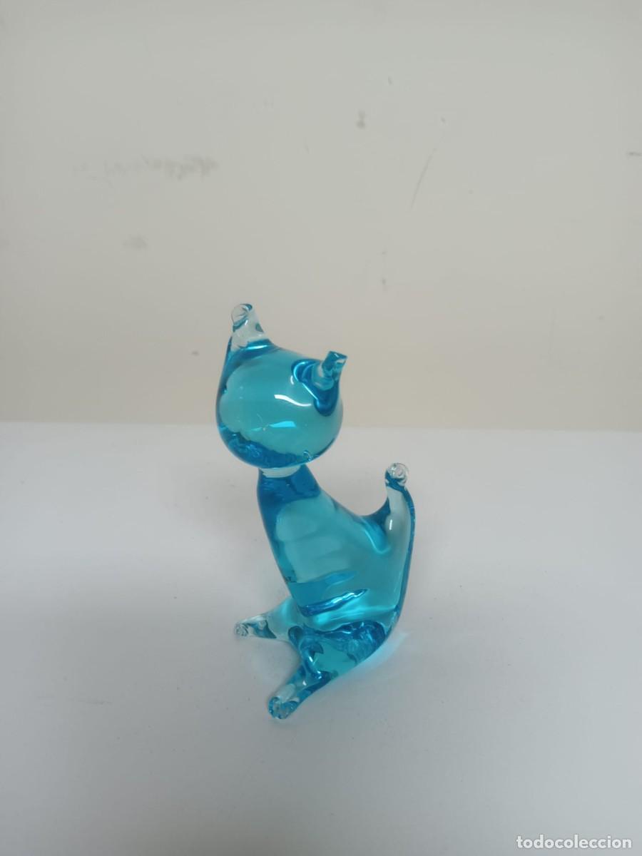 Antig&uuml;edades: GATO CRISTAL DE MURANO AZUL - Foto 3