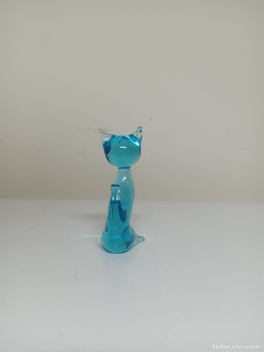 Antig&uuml;edades: GATO CRISTAL DE MURANO AZUL - Foto 5