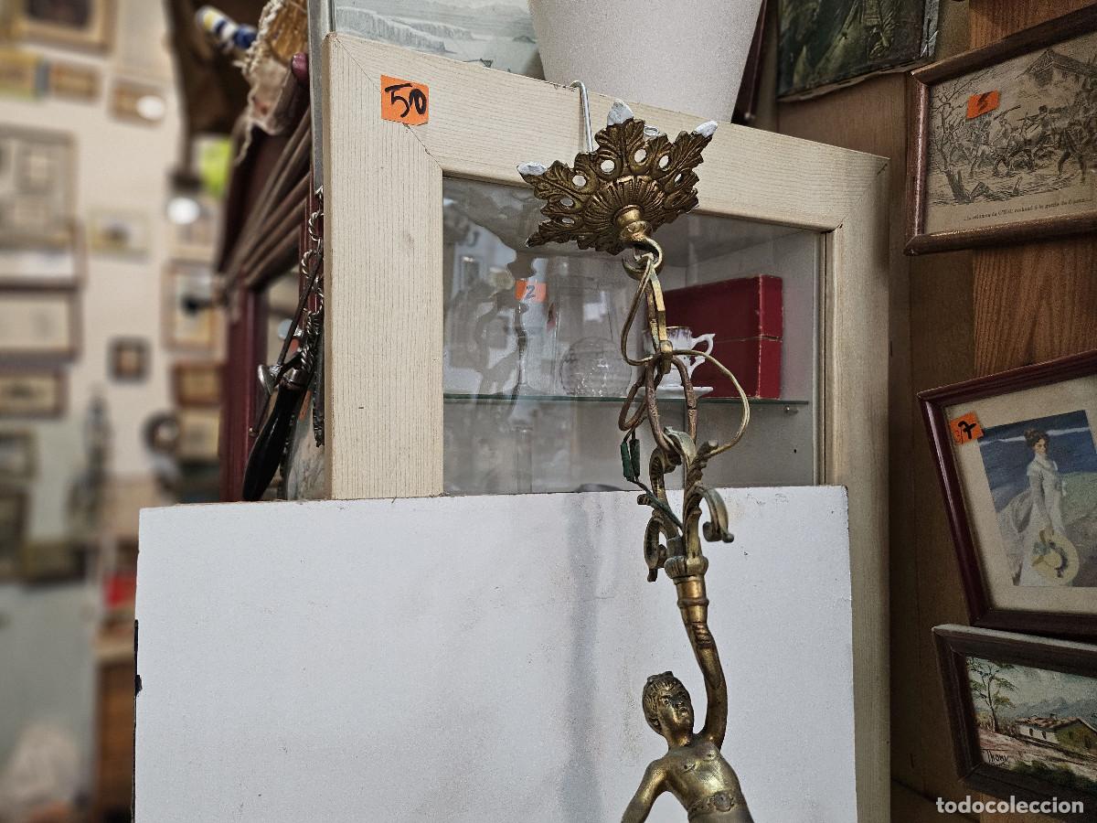 Antig&uuml;edades: lampara de bronce y cristales - Foto 5