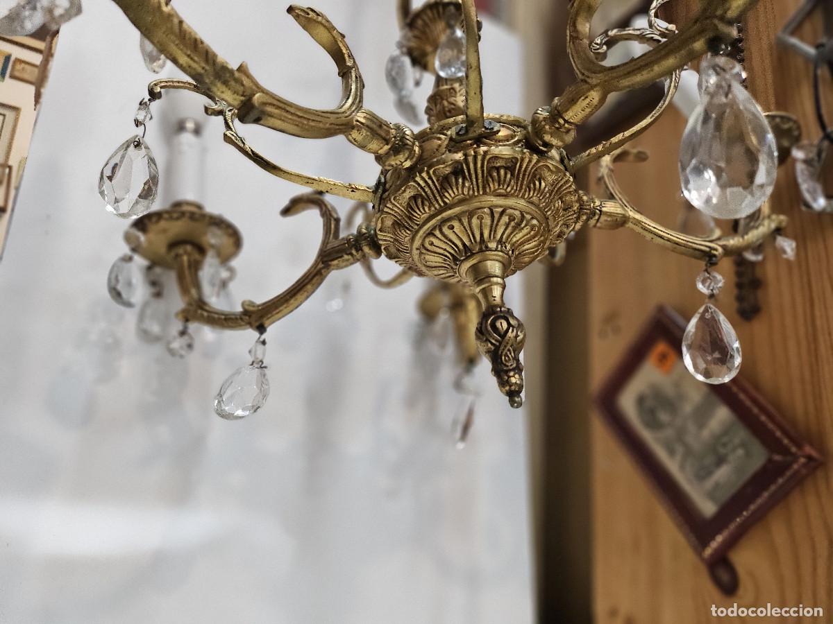 Antig&uuml;edades: lampara de bronce y cristales - Foto 10