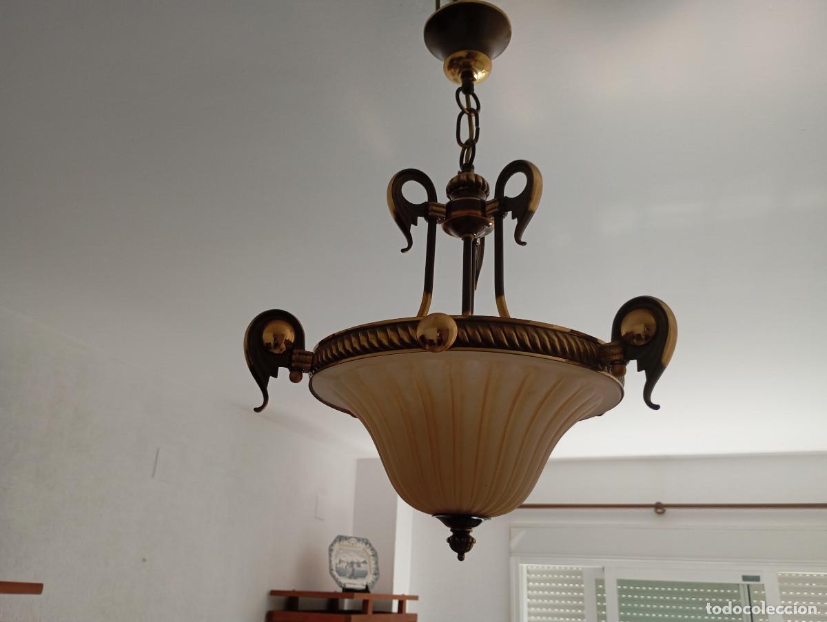 Antig&uuml;edades: lampara de techo de bronce - Foto 1