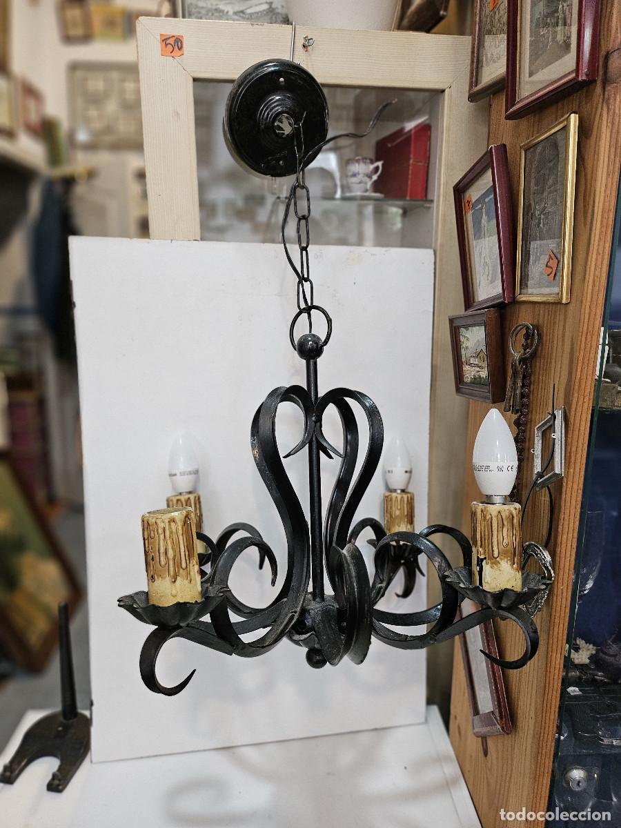 Antig&uuml;edades: lampara de hierro rustico - Foto 1