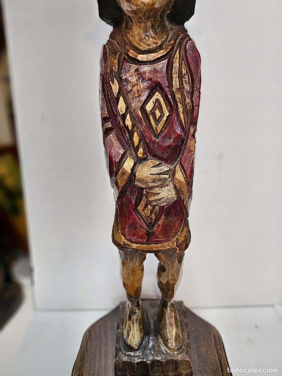 Antig&uuml;edades: figura tallada en madera con cenicero - Foto 4
