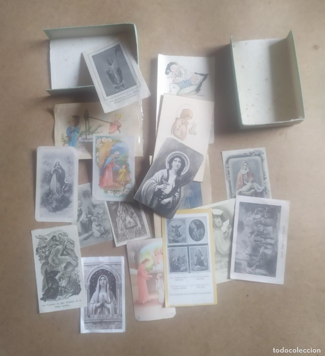 Antig&uuml;edades: Cajita con estampas religiosas y otros - Foto 1