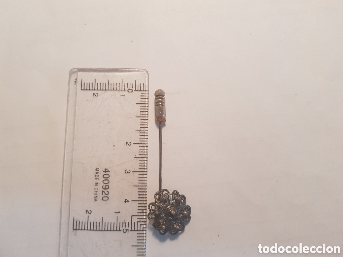 Antig&uuml;edades: #1131 Alfiler bot&oacute;n charro plata de ley 925 - Foto 1
