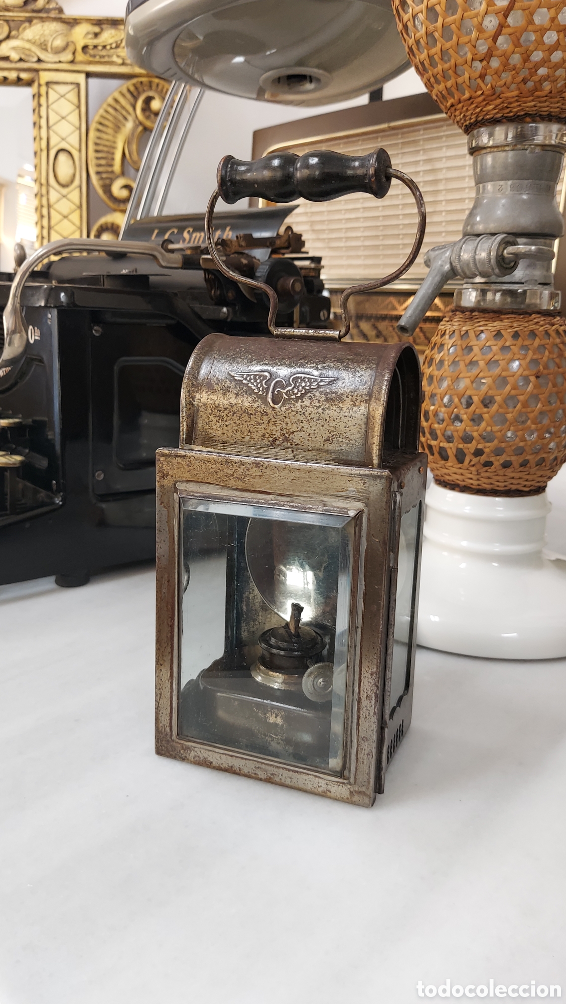 Antig&uuml;edades: Farol antiguo de ferrocarril circa 1940 - Foto 6