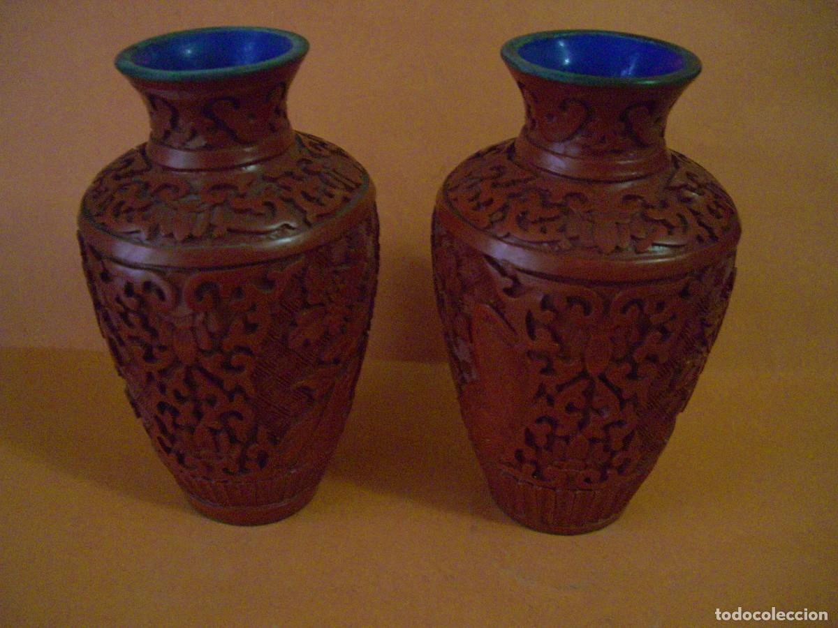 Antig&uuml;edades: PAREJA DE JARRONES CHINOS DE LACA - Foto 3