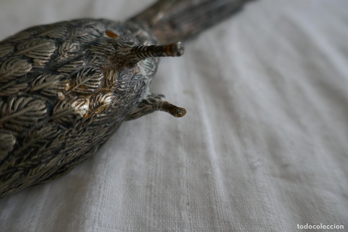 Antig&uuml;edades: Faisan en metal plateado. - Foto 17