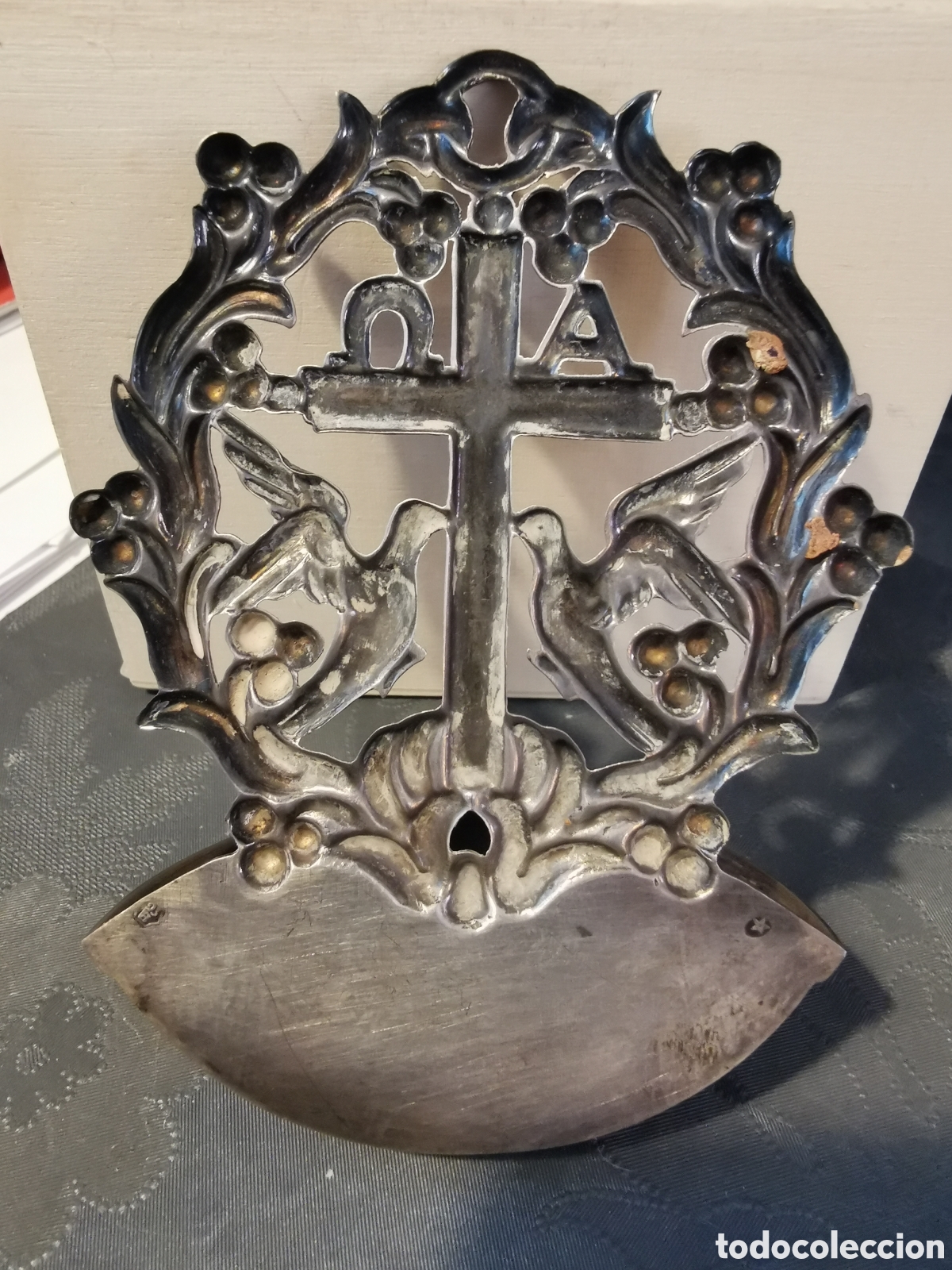 Antig&uuml;edades: Benditera/Acetre de plata 10.5x8cm - Foto 8