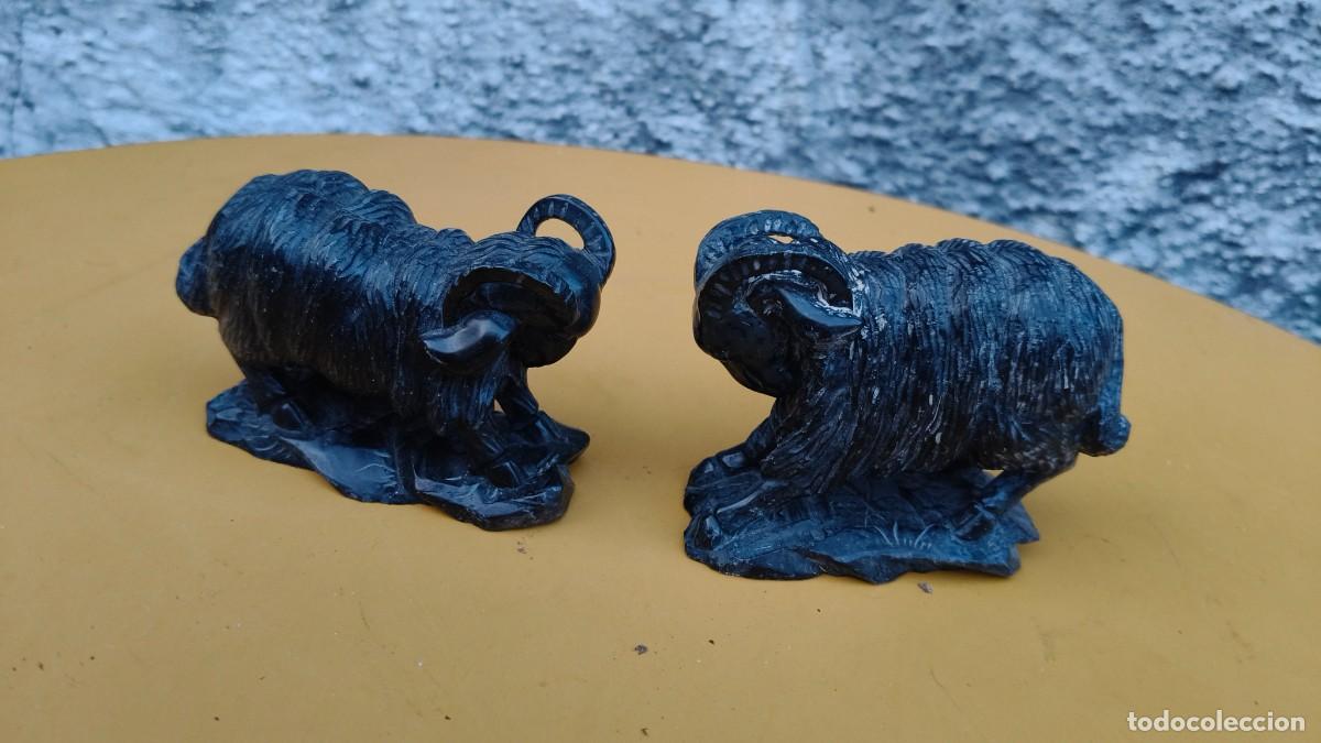 Antig&uuml;edades: Sculpture pierre deux mouflon 1900 - Foto 1