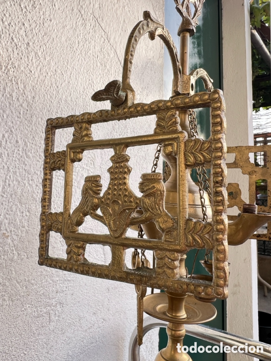 Antig&uuml;edades: L&aacute;mpara de aceite de lat&oacute;n - Foto 1