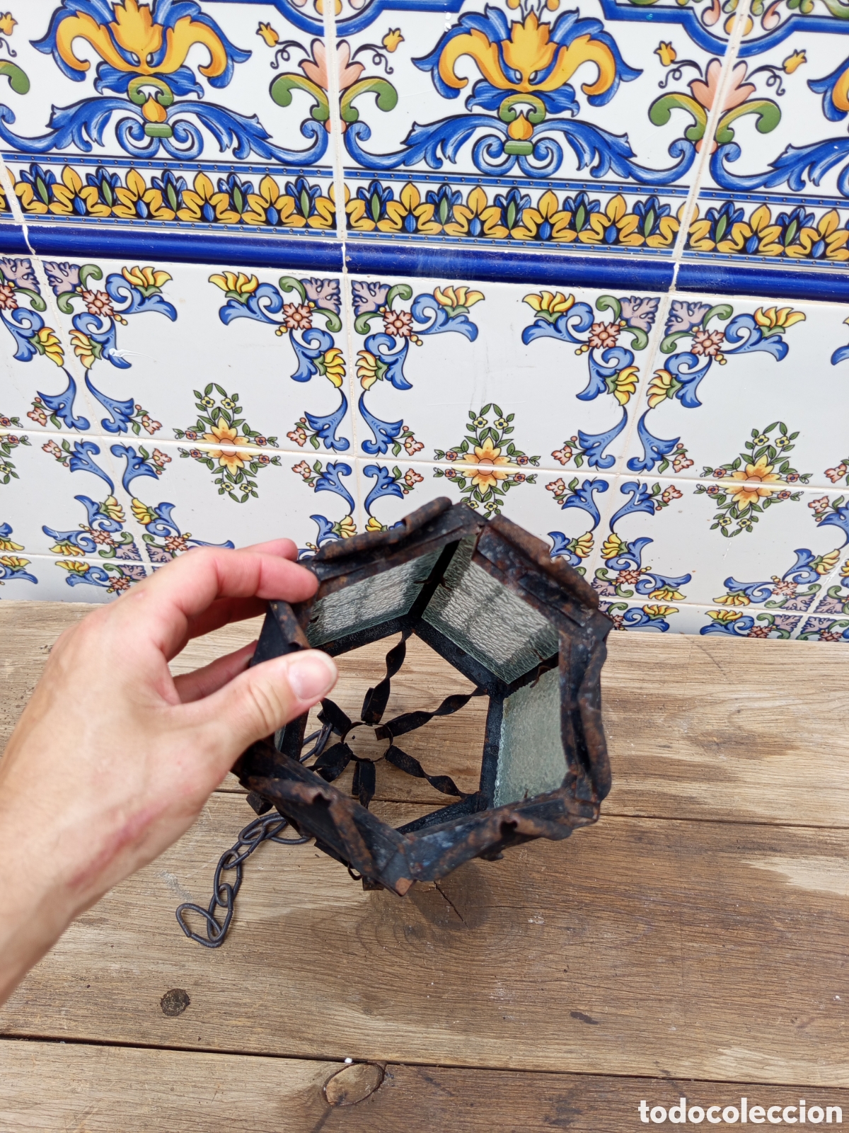 Antig&uuml;edades: Lampara de forja antigua - Foto 2