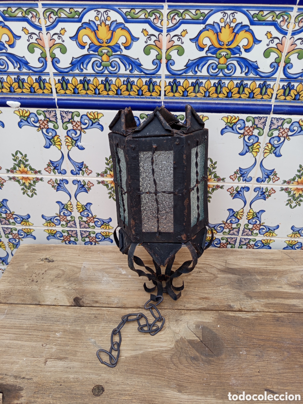 Antig&uuml;edades: Lampara de forja antigua - Foto 1