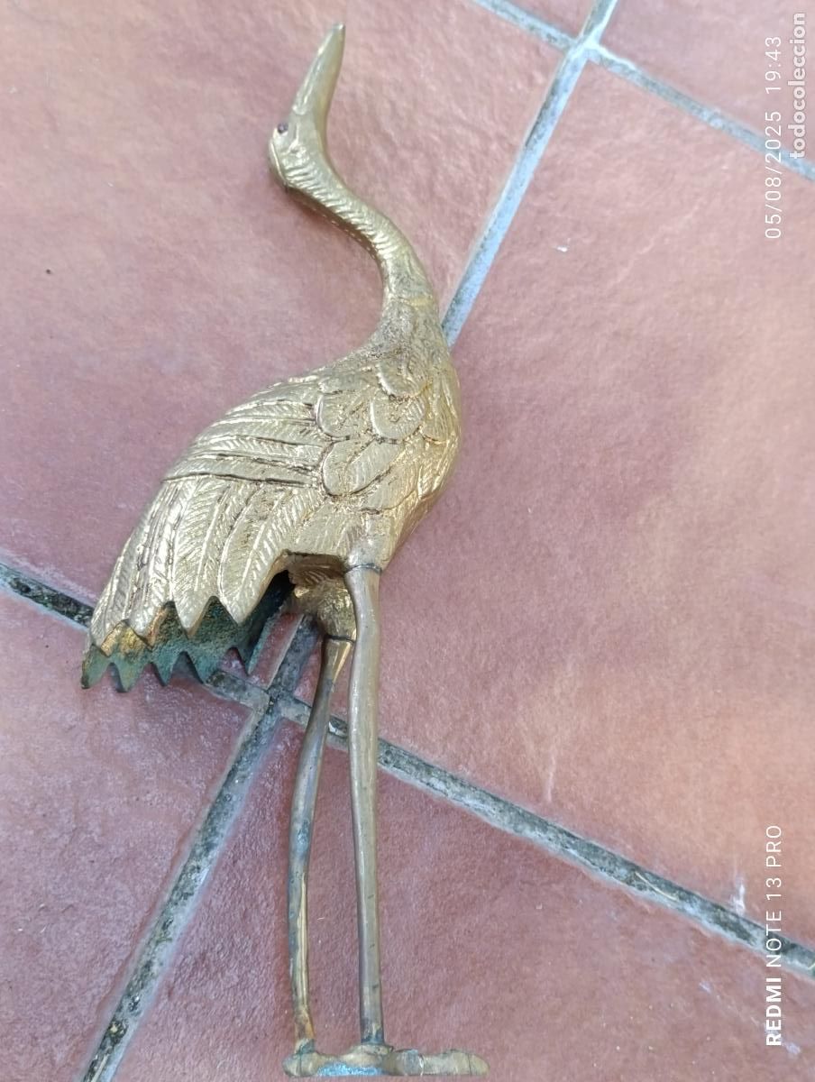 Antig&uuml;edades: FIGURA DE GARZA,DE BRONCE. - Foto 4