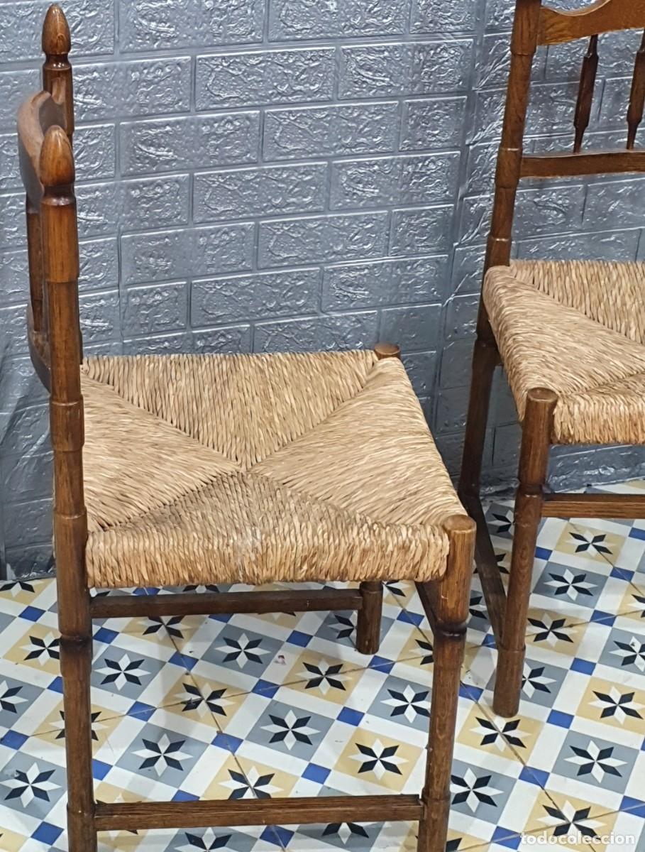 Antig&uuml;edades: Pareja de sillas de roble y enea - Foto 5