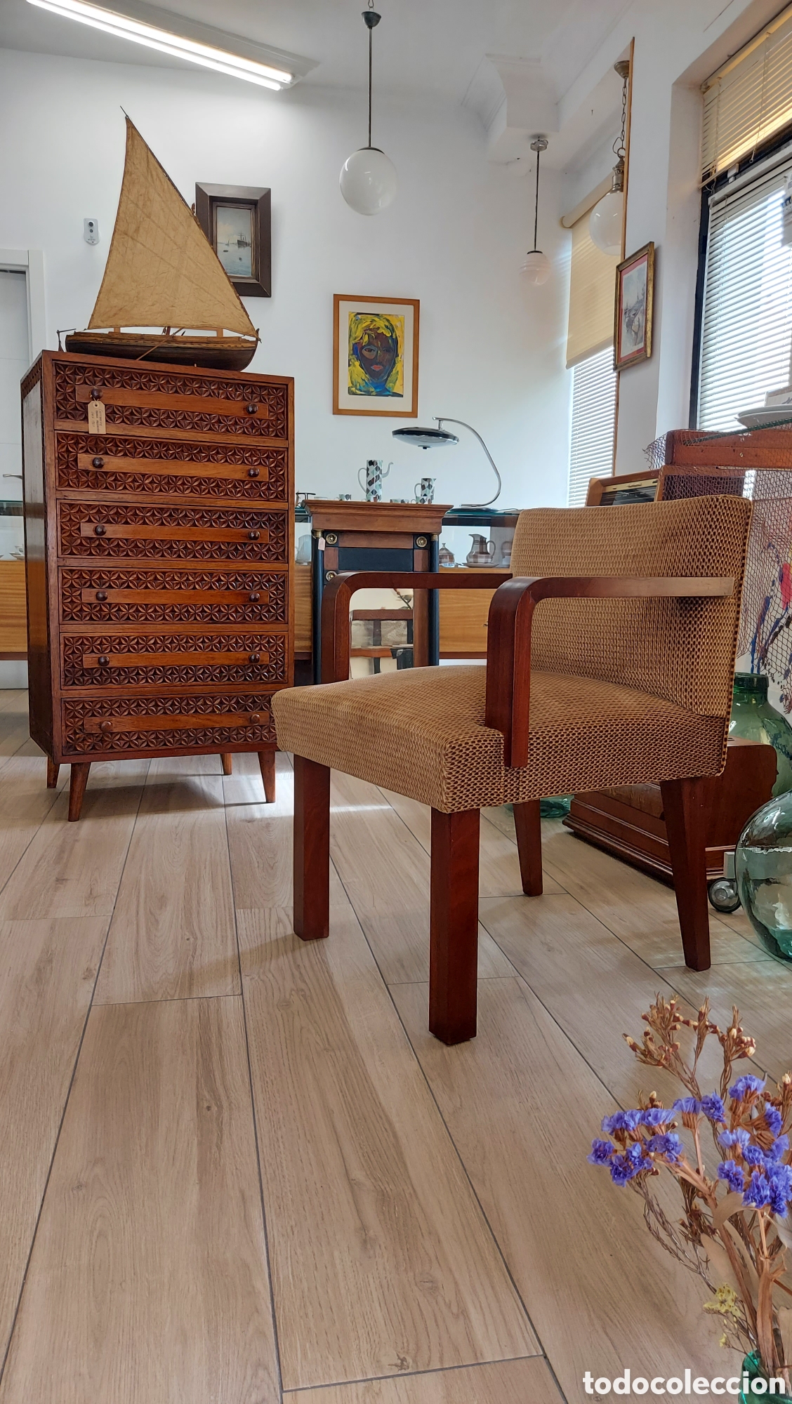 Antig&uuml;edades: Butaca art dec&oacute; madera de teca - Foto 1