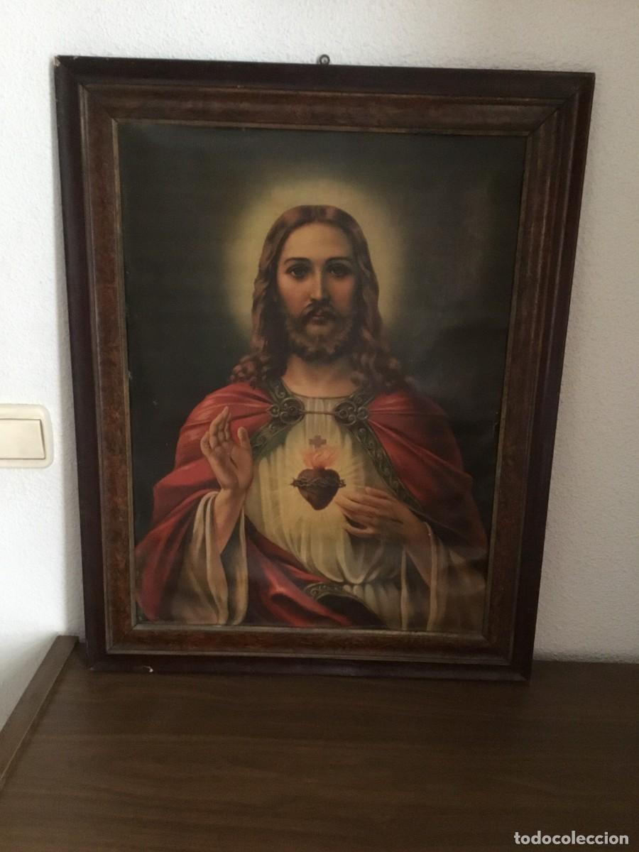 Antig&uuml;edades: Marco y lamina del Coraz&oacute;n de Jes&uacute;s - Foto 1