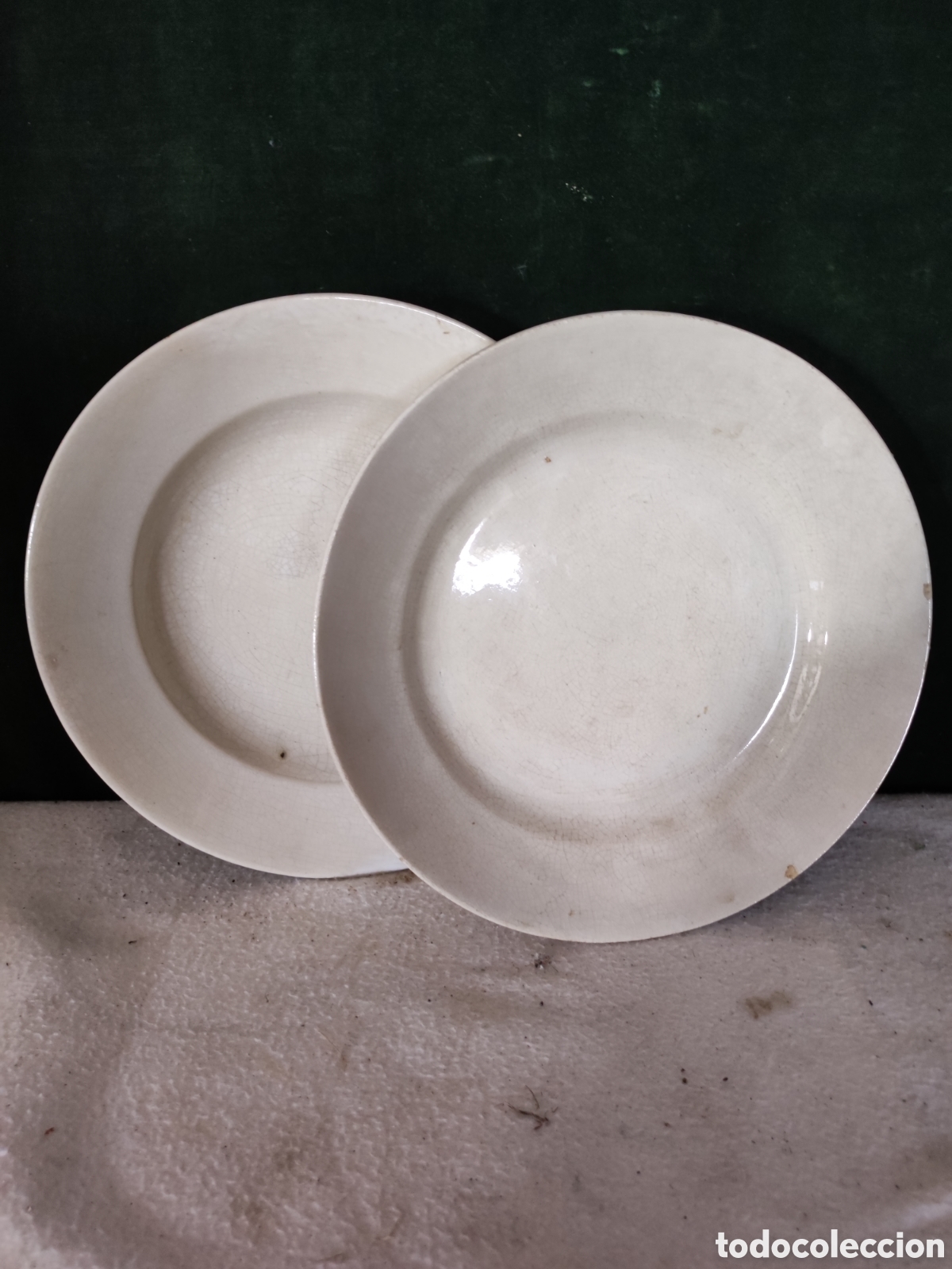 Antig&uuml;edades: Dos platos blancos de pickman antiguos - Foto 1