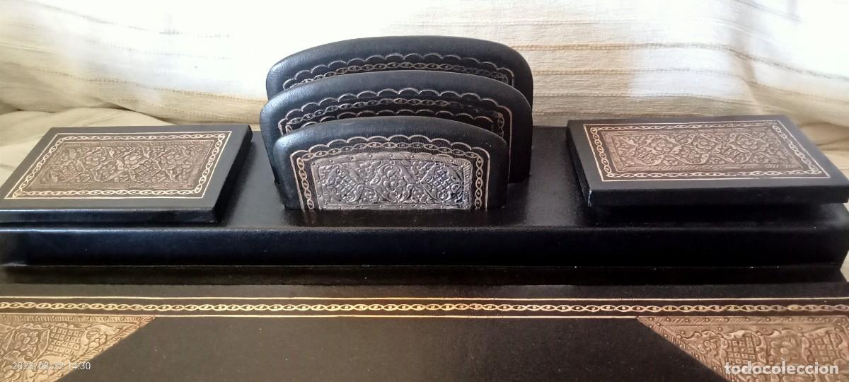 Antig&uuml;edades: ESCRIBANIA EN CUERO NEGRO - Foto 3