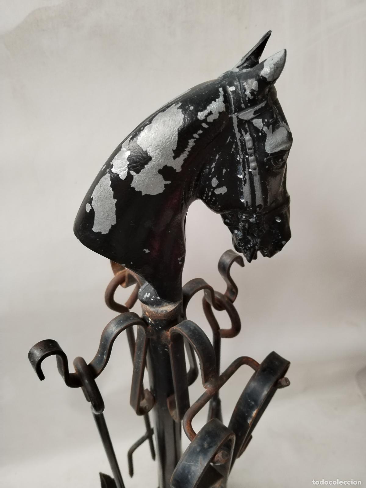 Antig&uuml;edades: utensilios de chimenea caballo en forja de hierro - Foto 9