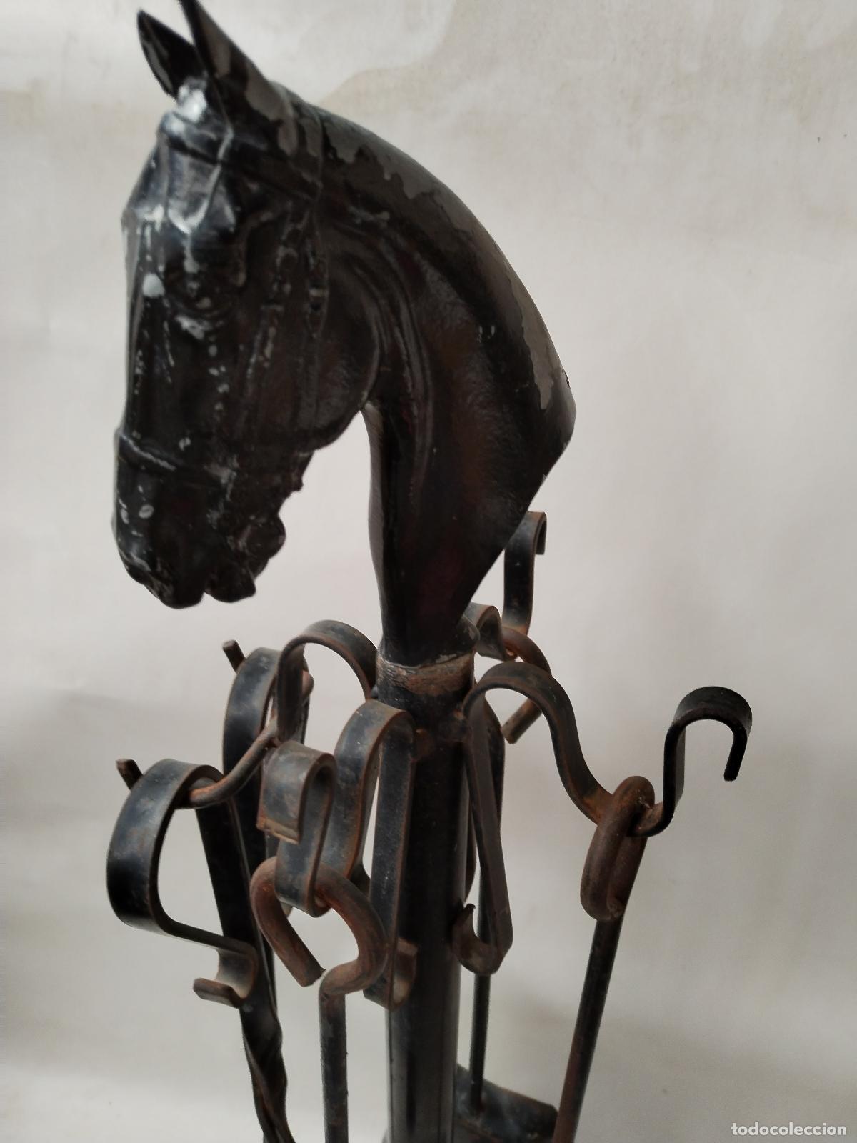 Antig&uuml;edades: utensilios de chimenea caballo en forja de hierro - Foto 10