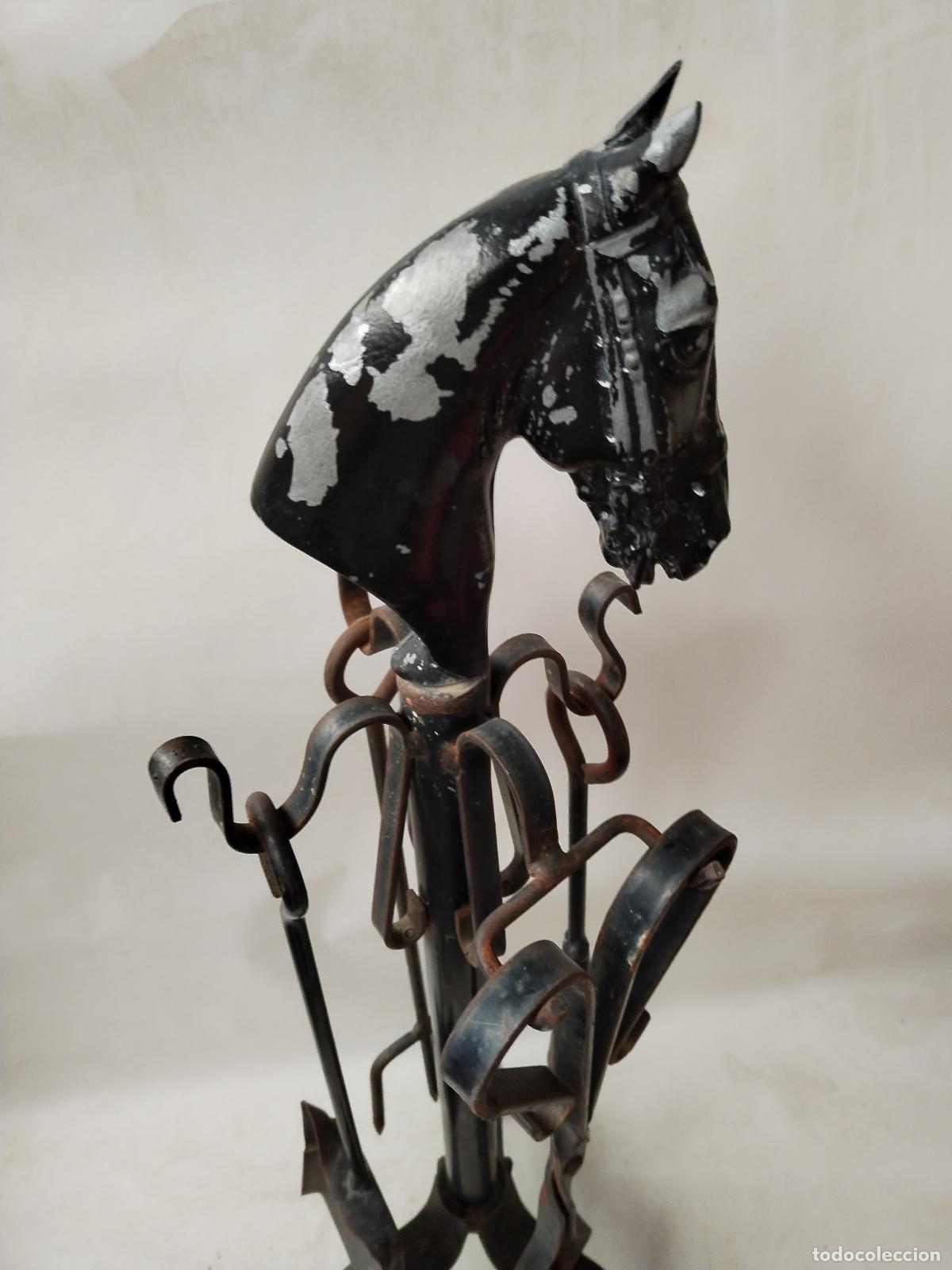 Antig&uuml;edades: utensilios de chimenea caballo en forja de hierro - Foto 11