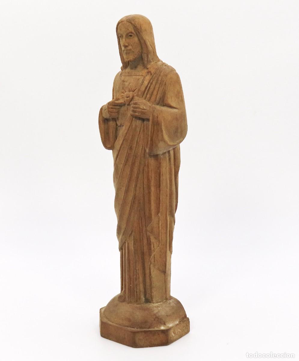 Antig&uuml;edades: SAGRADO CORAZ&Oacute;N DE JES&Uacute;S TALLA EN MADERA - Foto 3