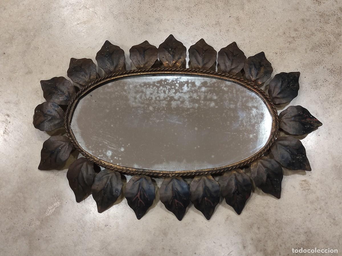 Antig&uuml;edades: Espejo ovalado sol hojas - Foto 1