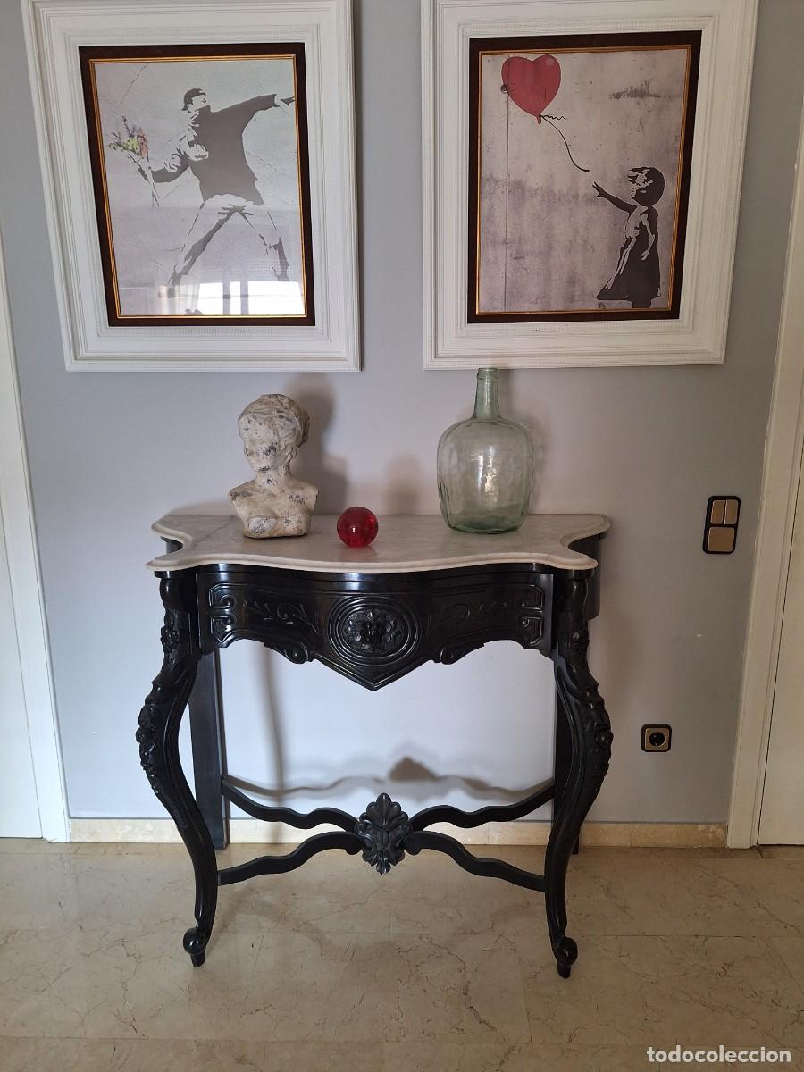 Antig&uuml;edades: Consola Isabelina con marmol - Foto 1