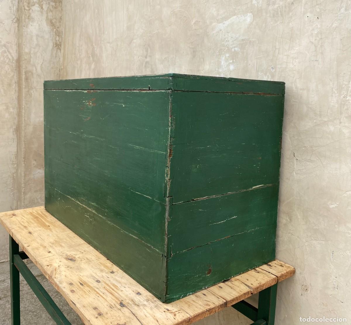 Antig&uuml;edades: Baul Verde de Pino Antiguo - Foto 4