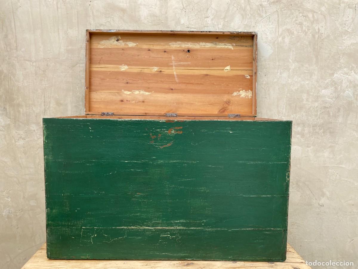 Antig&uuml;edades: Baul Verde de Pino Antiguo - Foto 5