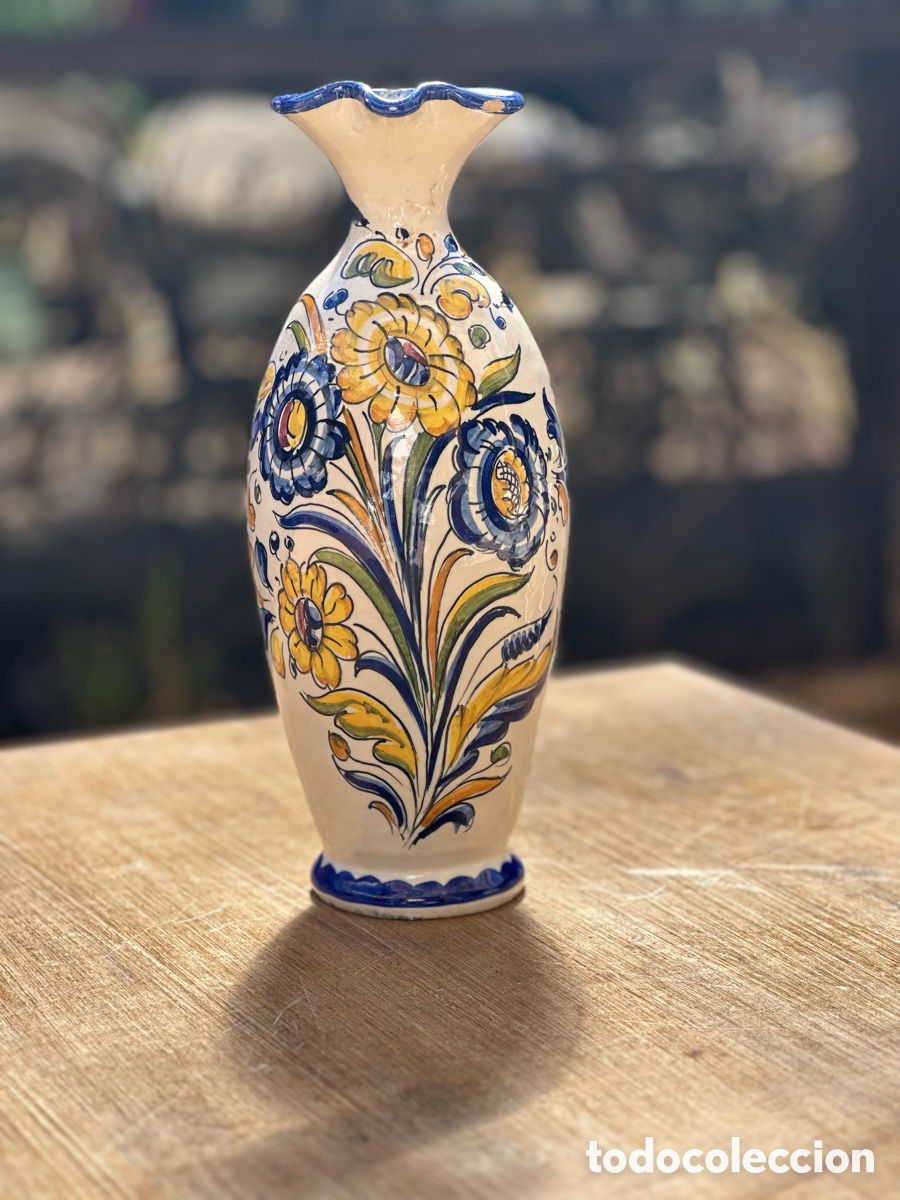 Antig&uuml;edades: Antigua jarra &aacute;nfora, cer&aacute;mica, floral Talavera