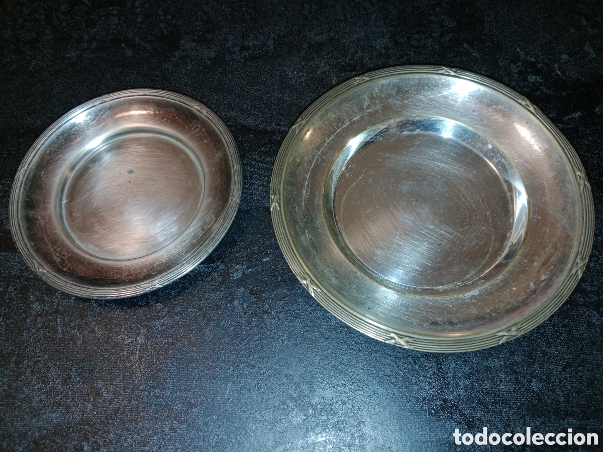 Antig&uuml;edades: Pareja platos ba&ntilde;o plata - Foto 2