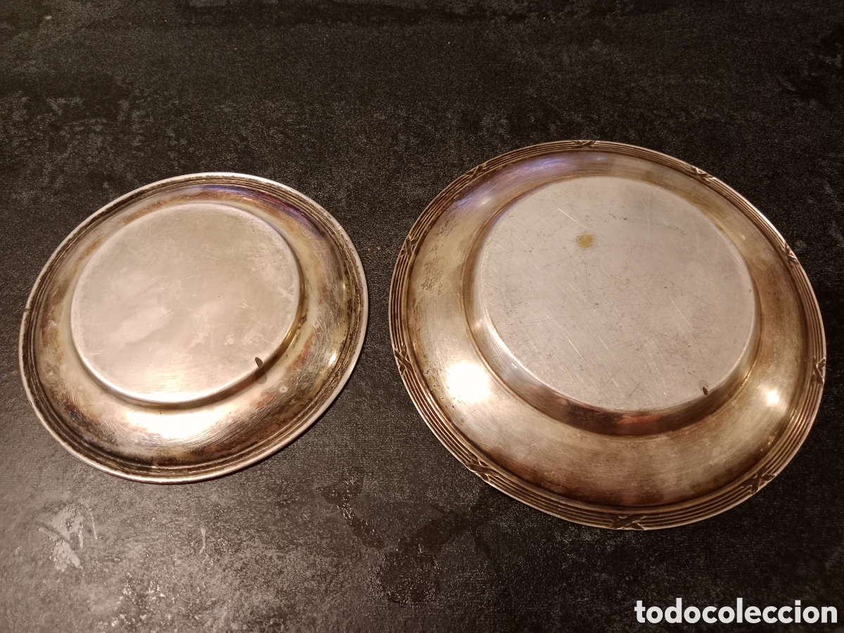 Antig&uuml;edades: Pareja platos ba&ntilde;o plata - Foto 7