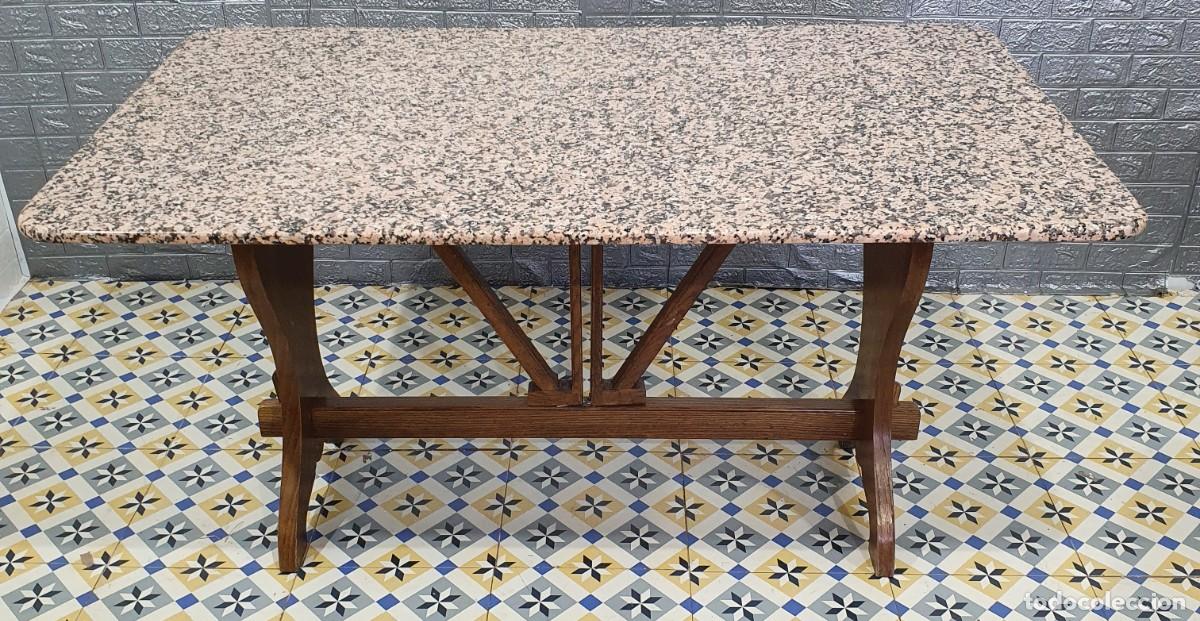 Antig&uuml;edades: Mesa de roble con encimera de m&aacute;rmol granito - Foto 2