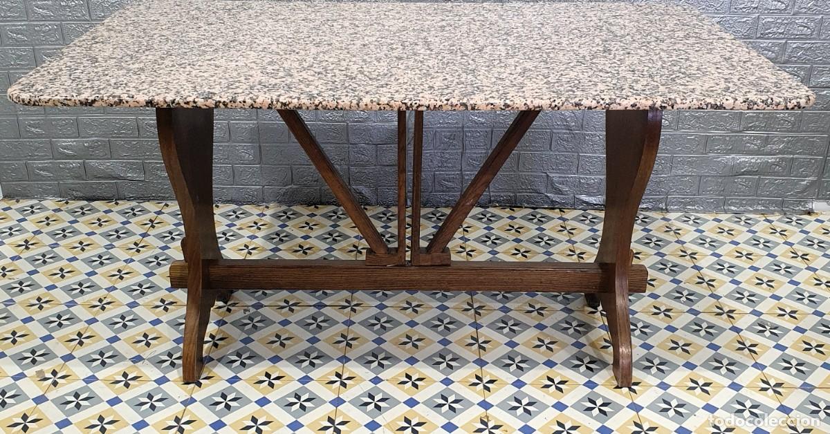 Antig&uuml;edades: Mesa de roble con encimera de m&aacute;rmol granito - Foto 3