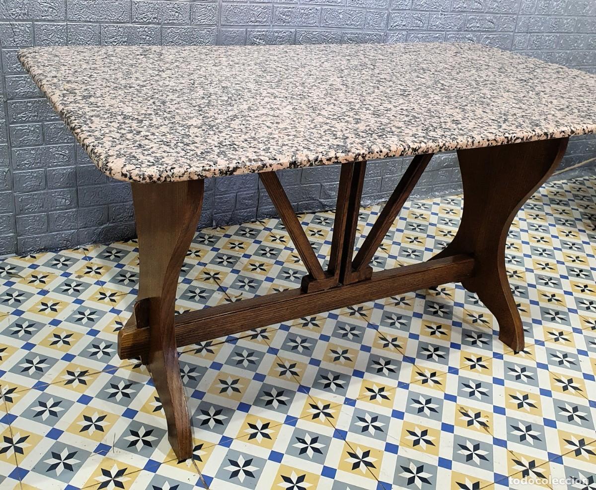Antig&uuml;edades: Mesa de roble con encimera de m&aacute;rmol granito - Foto 4