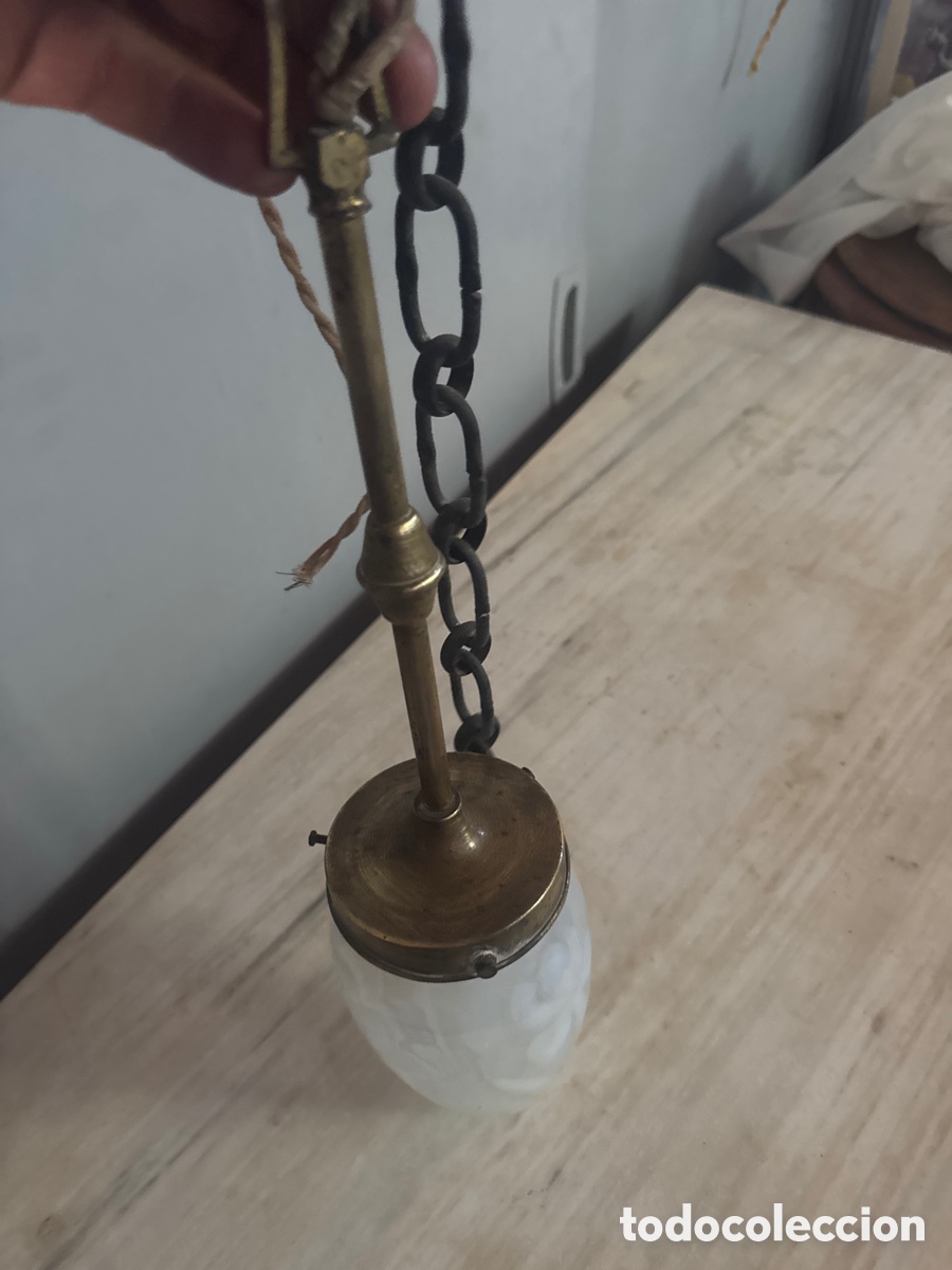 Antig&uuml;edades: Antiguo aplique de Opalina y bronce - Foto 3