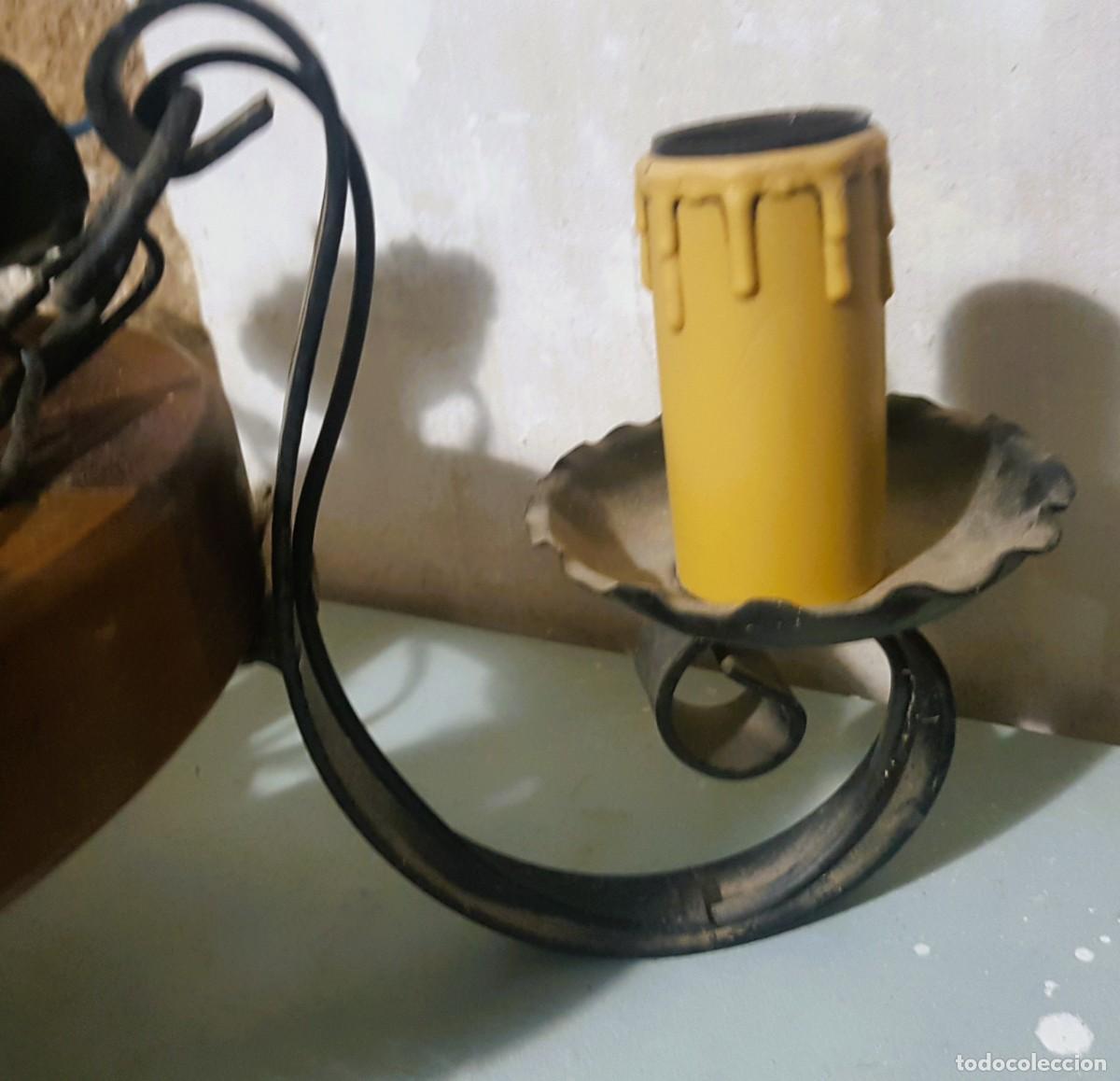 Antig&uuml;edades: PAREJA DE 2 L&Aacute;MPARAS R&Uacute;STICAS EN FORJA Y MADERA - Foto 6