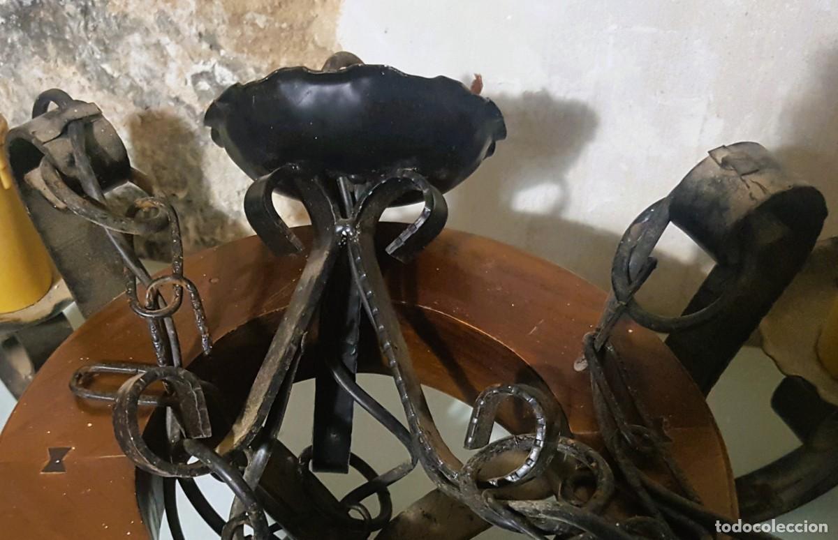 Antig&uuml;edades: PAREJA DE 2 L&Aacute;MPARAS R&Uacute;STICAS EN FORJA Y MADERA - Foto 8