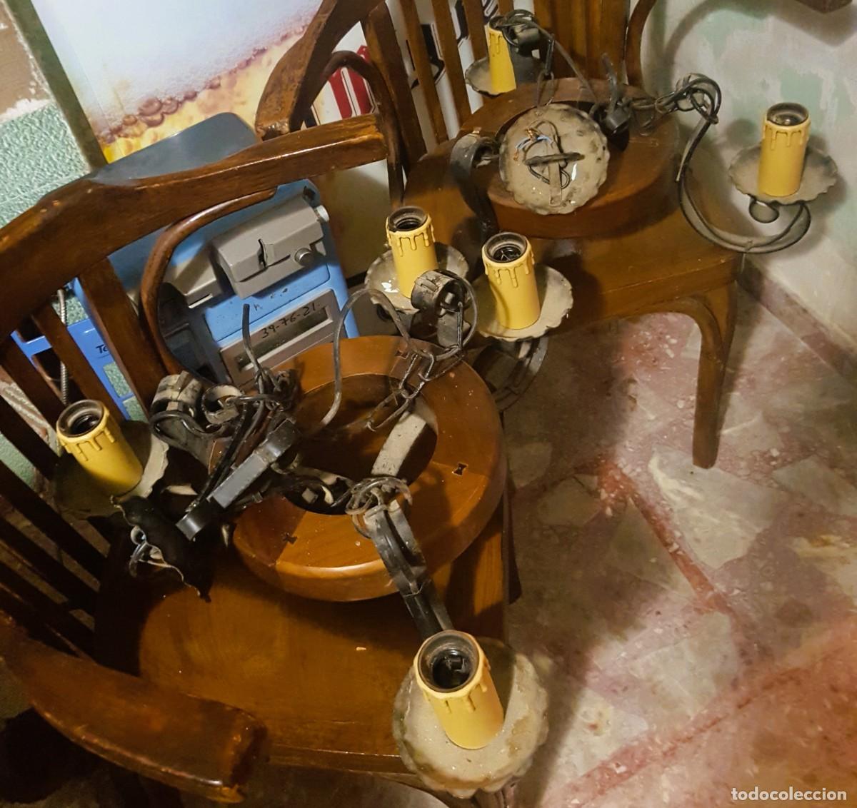 Antig&uuml;edades: PAREJA DE 2 L&Aacute;MPARAS R&Uacute;STICAS EN FORJA Y MADERA - Foto 12