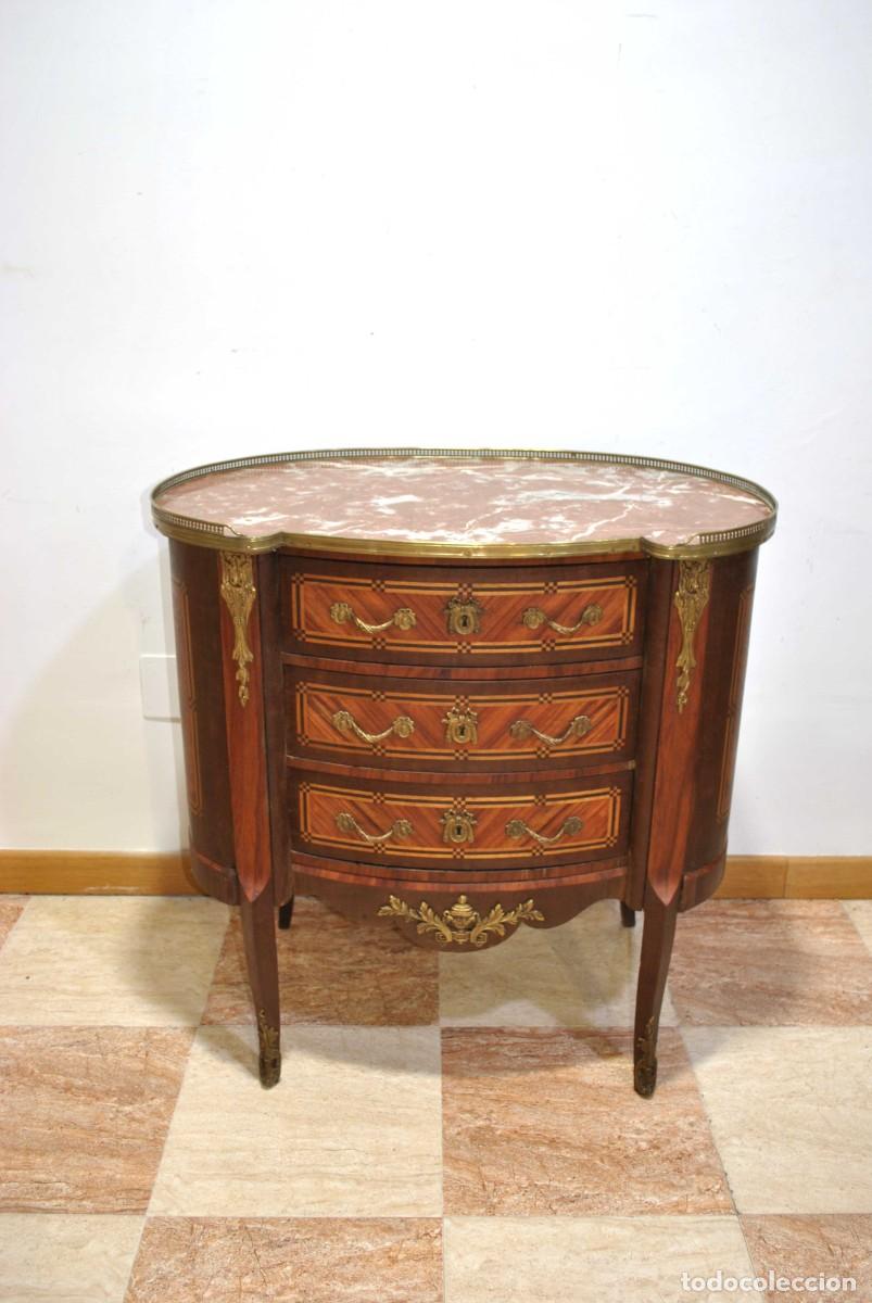 Antig&uuml;edades: C&Oacute;MODA MARQUETER&Iacute;A Y BRONCES ESTILO LUIS XVI - Foto 2